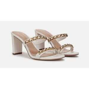 Veronica Beard Women's Gretchen Chain-Link Sandal Mules White 7 NWT 350